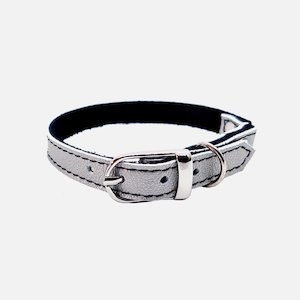 Leather Cat Collar - Glam Silver