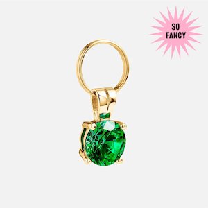 Cat Collar Charm - Emerald Gem