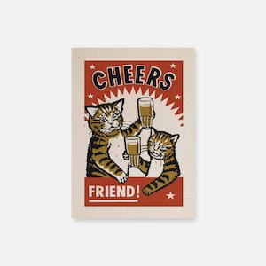 Cat Greeting Card - Cheers