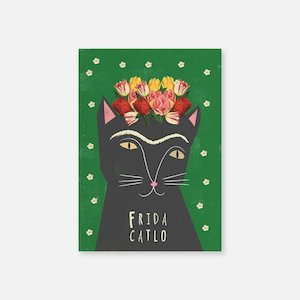 Cat Greeting Card - Frida Catlo