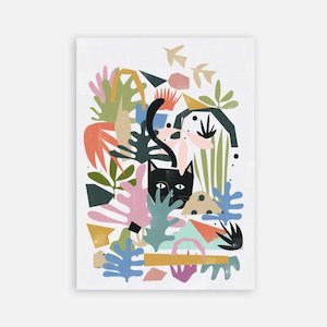 Cat Art Print - Catisse's Garden