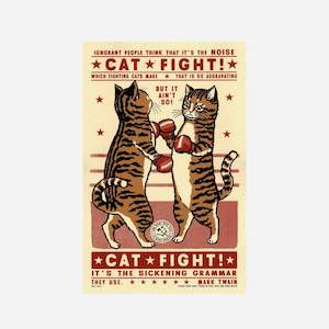 Cat Screen Print - Cat Fight!