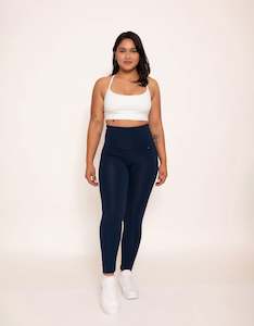 Full Length Leggings: Navy High Rise Compression Leggings