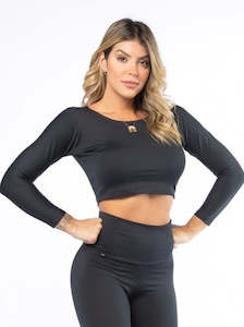 Long Sleeve Black Crop