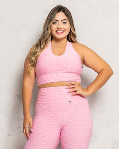 Tops: Pink Cross Over Sports Bra