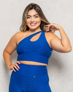 Tops: Blue Cross Over Sports Bra