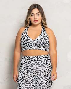 Snow Leopard Racer Back Sports Bra