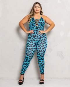 Jumpsuits: Luna Leopard Blue Jumpsuit