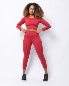 7 8 Leggings: Bordeaux High Rise 7/8 Compressive Legging