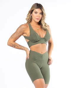 Zero Flaws Collection: Olive Push Up Sports Bra