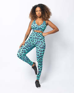 High Rise Leopard Blue Legging