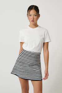 Onte - Mini Skirt Navy And White Stripe