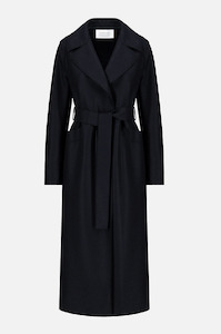 HARRIS WHARF LONDON - LONG MAXI COAT PRESSED WOOL NAVY BLUE