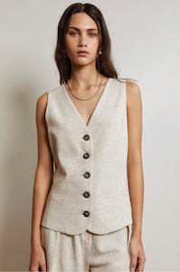 MAHSA - WAISTCOAT NATURAL LINEN WAS $530