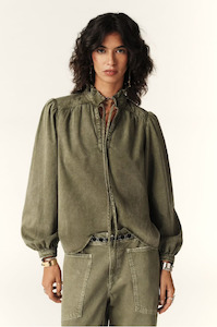 BA&SH - OLOUISE KHAKI DEEN BLOUSE