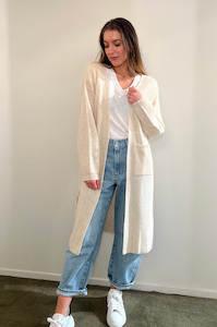 Sweatshirts Cardigans: CRUSH - ELECTRIC MAXI CARDIGAN CREAM