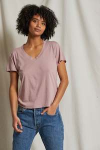 Perfect White Tee - Hendrix Basic V Neck Mauve