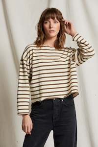 Perfect White Tee - Taylor Walnut Stripe