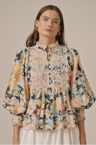 BY TIMO - COTTON SLUB DECORATED BLOUSE BOTANIC WAS $479