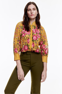 SMYTHE - GATHERED BLOUSE OCHRE FLORAL