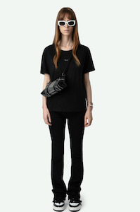 Shirts Tops: ZADIG ET VOLTAIRE - MARTA PCL WINGS STRASS BLACK