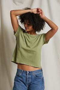 Perfect White Tee - Harley Cre Oil Green Tee