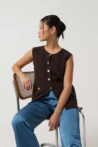 Onte: ONTE - HELENA GILET CHOCOLATE BROWN