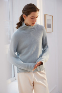 W.CASHMERE - YORKE MOCKNECK BLUE SWEATER