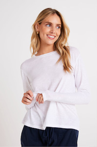 BELLA DAHL - LONG SLEEVE CREW NECK TEE WHITE