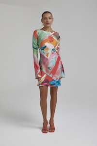 SUMMI SUMMI - FARRAH ROYAL MONTAGE MINI DRESS WAS $319