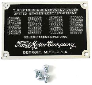 Vintique Inc Firewall Patent Number Plates (VI48-18650)