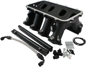 Aeroflow Hi Rise EFI GM LS Rectangle Port Intake ManifoldBase, Black Finish (AF6279-6004)