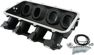 Engine Components: Aeroflow Low Rise NON-EFI GM LSCathedral Port Intake ManifoldBase, Black Finish (AF6279-5000)