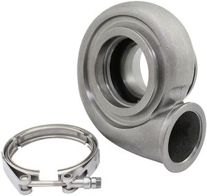 Turbo Superchargers Nitrous: Aeroflow Boosted 1.21 A/R Dual V-Band Turbo Exhaust Housing, Suits Boosted 6862 & 6262 Turbochargers (AF8050-1054)