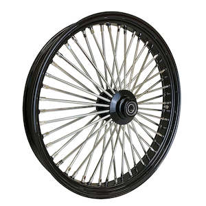 Wheels Tyres: Attitude Inc Wheel, Front, MaxSpoke, Black/Chrome Spoke, For Harley-Davidson , 21 x 3.5 Single Disc, 25mm Axle, Each - ATT-39-514