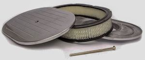 Air Filter Assemblies: RPC Chrome Aluminium 15" Oval Air Cleaner Set with Paper Element, Ball Milled Style (RPCR6021C)