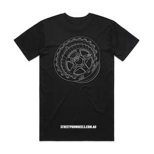 Street Pro Wheels T-Shirt, Black, Cotton, XXXXL - STP-TSHIRT-XXXXL