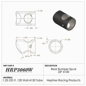 Bumpers: HRP Rear Bumper Spud (HRP-3060W)