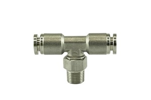 Products: Turbosmart 1/8″ NPT Tee Pushloc Fitting – SS – 1/4″