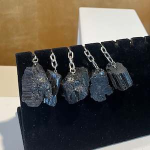 Black Tourmaline Rough Keychain