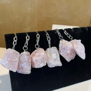 Internet only: Rose Quartz Rough Keychain