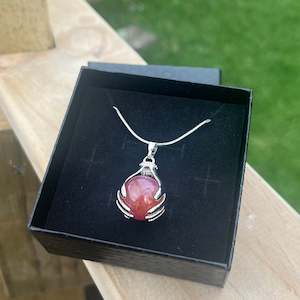 Pink Agate Hand Sphere Pendant