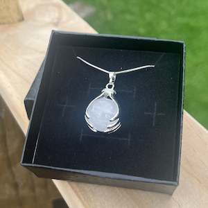 Clear Quartz Hand Sphere Pendant