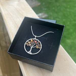 Tigers Eye Tree Of Life Crystal Chip Pendant