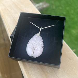 Rose Quartz Tree Of Life Pendant