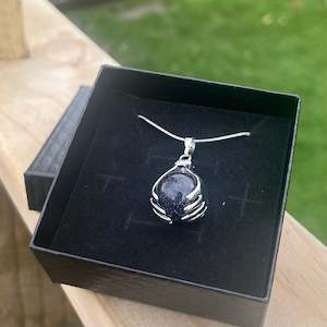 Blue Goldstone Hand Sphere Pendant