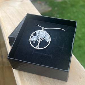 Clear Quartz Tree Of Life Crystal Chip Pendant