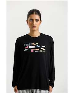 Rose Road Long Sleeve Topher Tee - Black with Meta Block Chaos