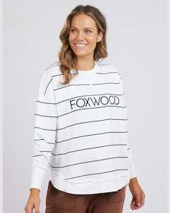 Foxwood Classic Stripe Simplified Crew - White/Navy