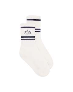 Lorna Jane Lotus Crew Socks - Porcelain/Blue